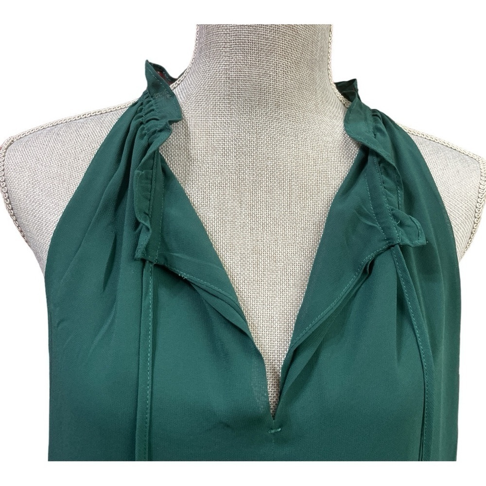 Max Studio Solid Green sleeveless V-Neck Halter Body Top size S - Picture 6 of 12